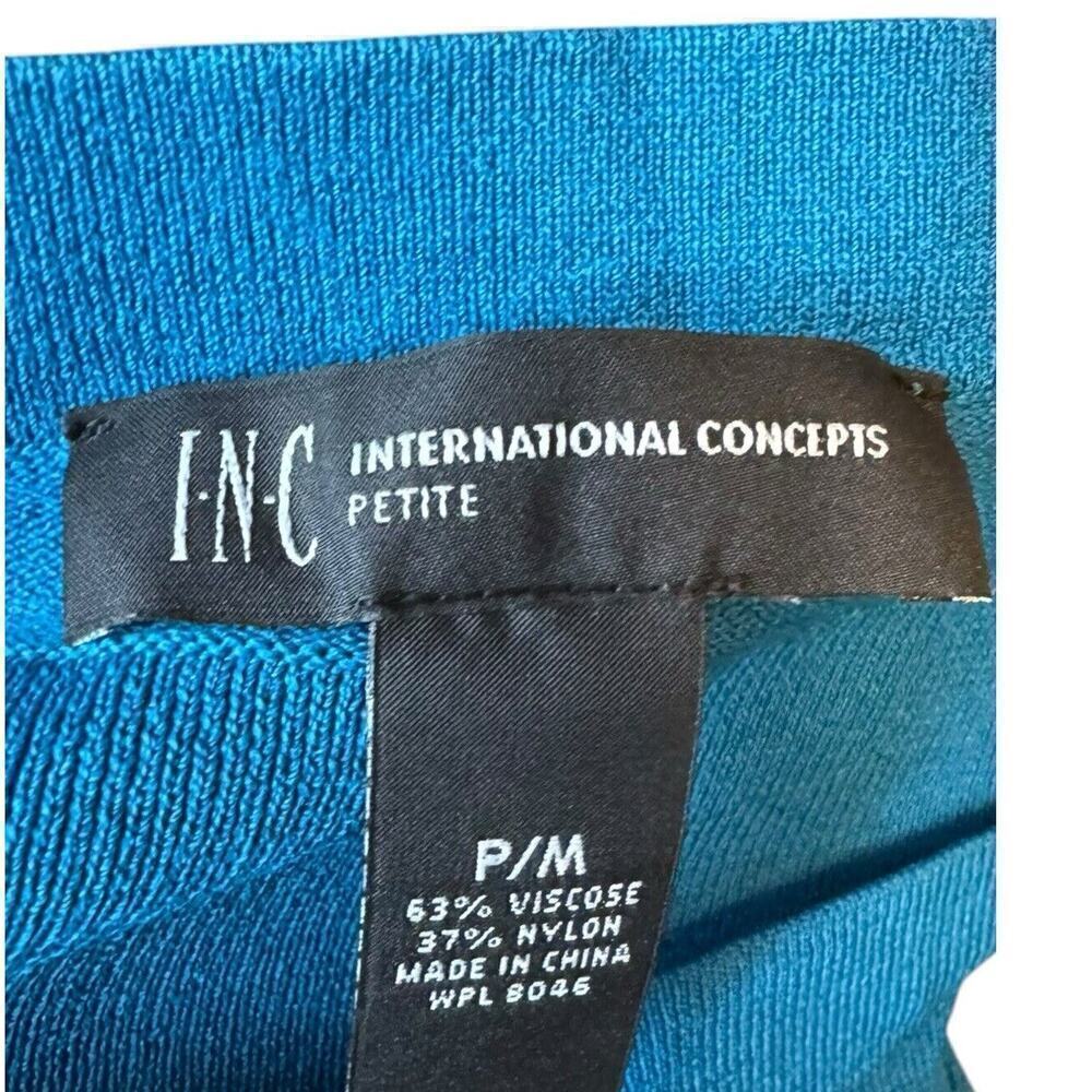 International Concepts Women's Blue Boat Neck Bell-Sleeve Blouse Petite Medium - Picture 7 of 7